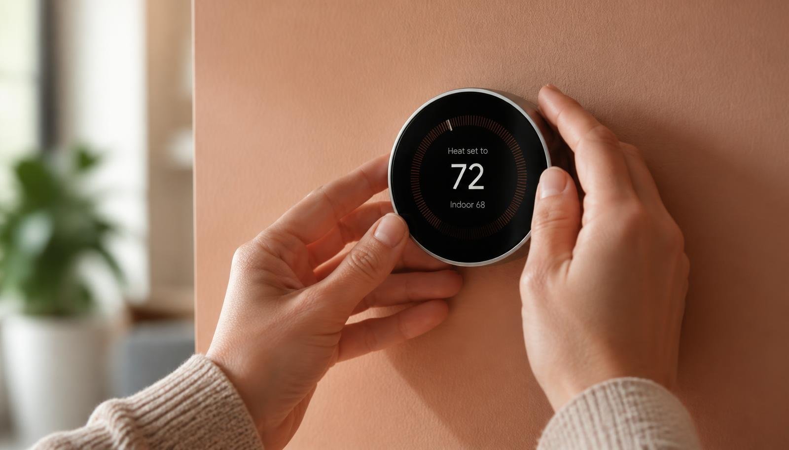 Thermostat being adjusted